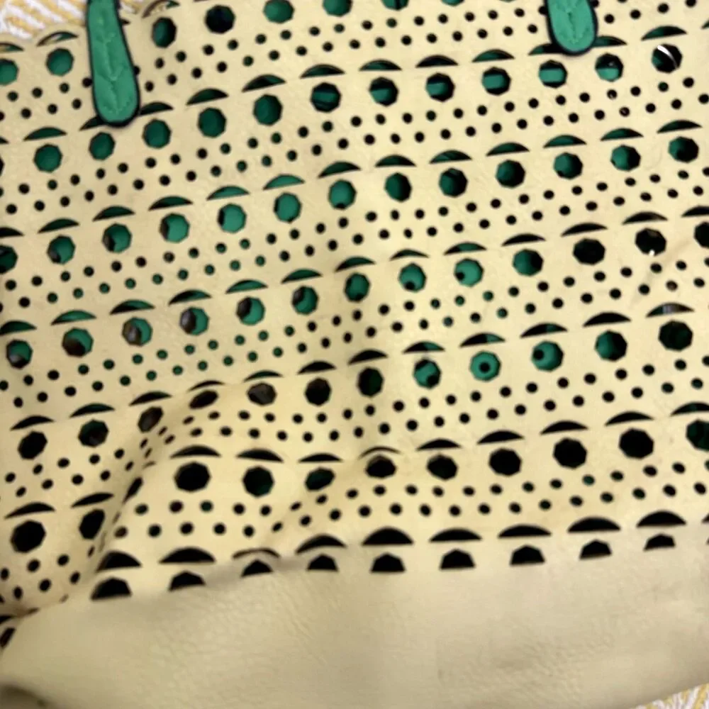 Reversible Double Handle Tote Purse Bag Cut Out Green